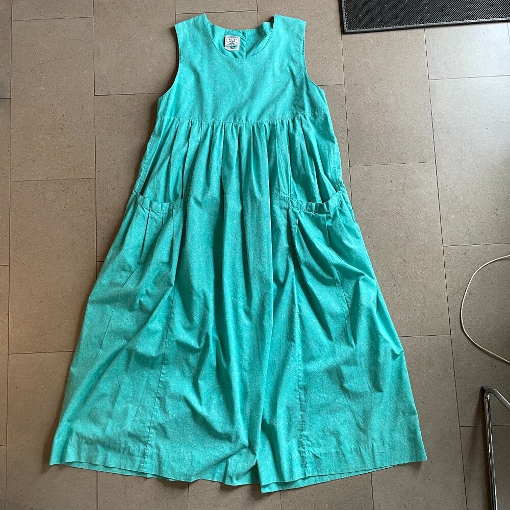 Rare Vintage 80s Laura Ashley Pinafore Empire Waist Cotton Dress-Sz.10
